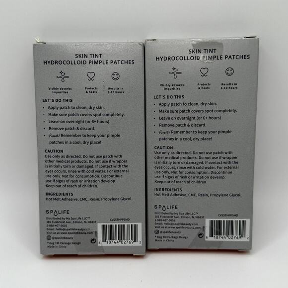 Set of 2 Spalife Skin Tint Hydrocolloid Pimple Patches Dark Shade 14 Ct Ea Box - Picture 3 of 4